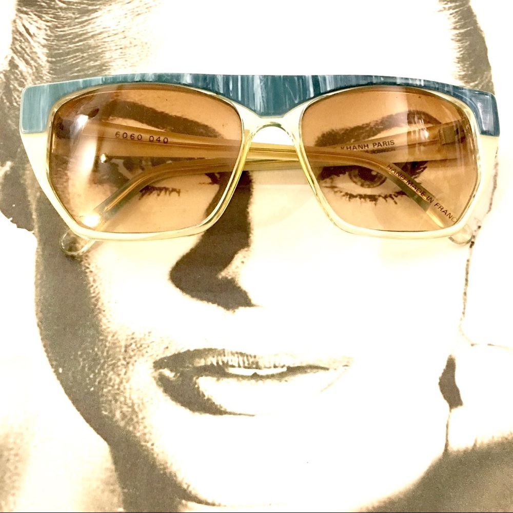 Emmanuelle Khanh Paris Teal Bone Vtg Sunglasses